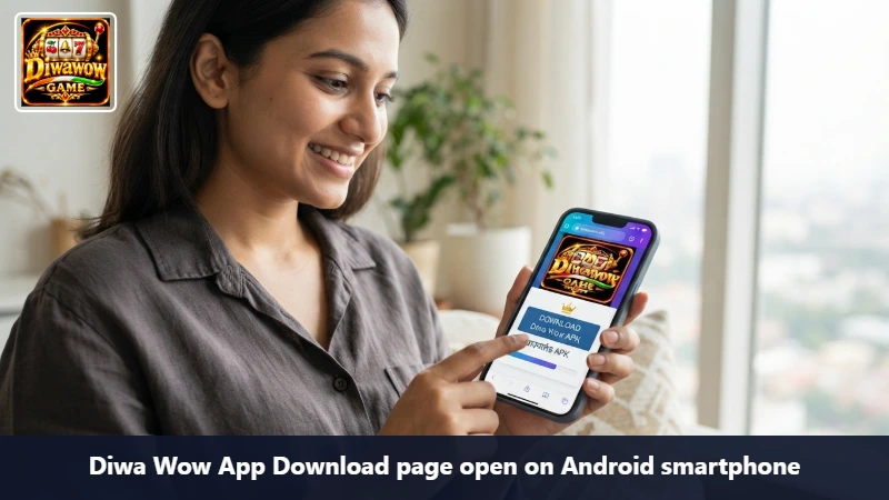 Diwa Wow App Download page open on Android smartphone